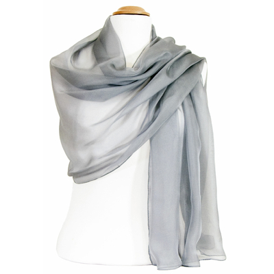 étole gris mousseline de soie