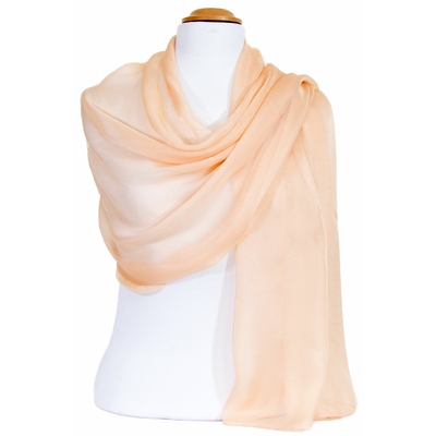 étole femme pêche clair mousseline de soie