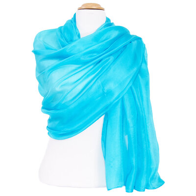étole en soie bleu turquoise pour femme