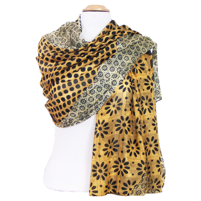 étole femme soie jaune Hena