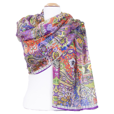etole violette en soie pour femme Gita