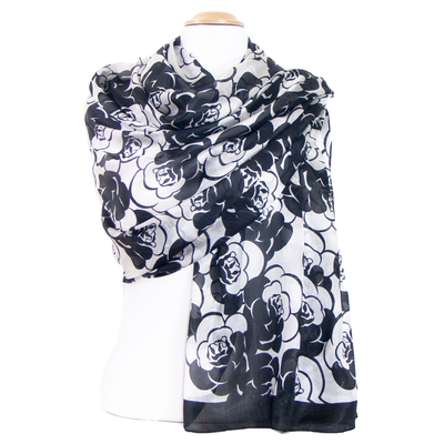 etole noir en soie fleurs pour femme Ambre
