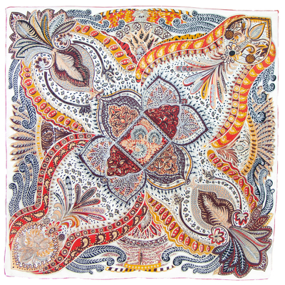 Foulard carré en soie rouge Esha