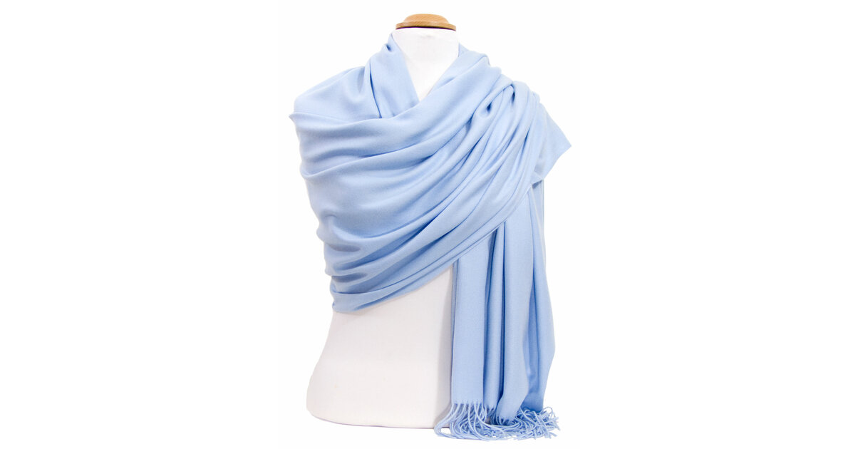 Grande étole / Châle 100% Cachemire Bleu Cyan - Neuf Avec étiquettes - Fabriqué En Inde