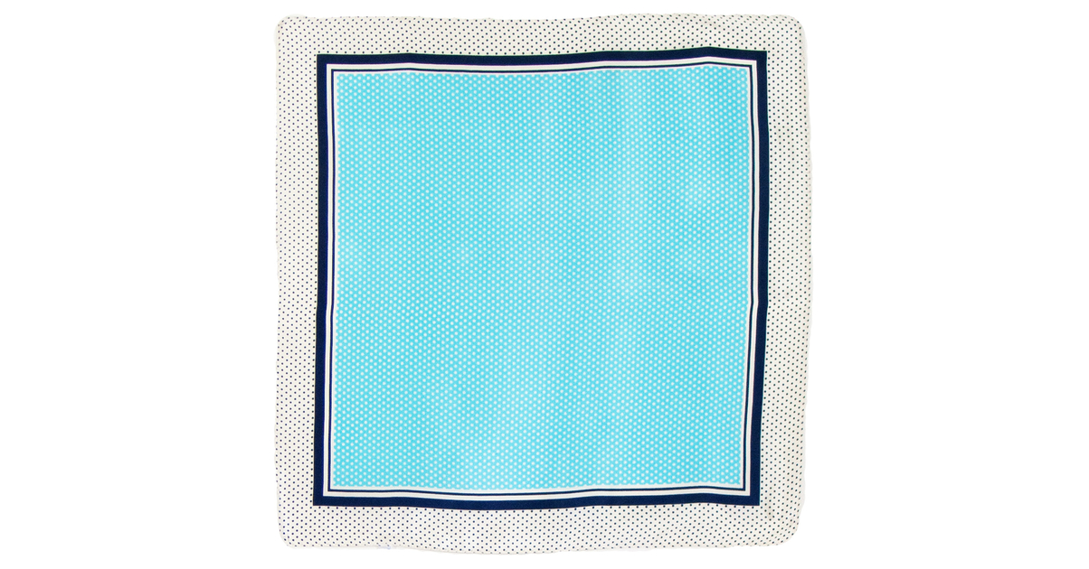 Foulard Carré 100% Soie – Bleu à Pois – Homme/Femme – SC20-BE