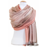étole pashmina rose saumon rayures 2