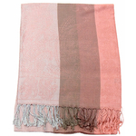 étole pashmina rose saumon rayures 1