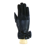 gants cuir noir noeud poignet femme 1