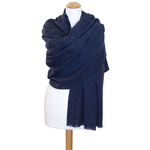 étole bleu marine laine fine rayures