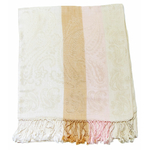 étole écru pashmina motifs rayures 1