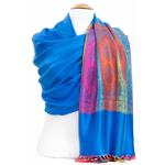 étole bleu foncé pashmina motifs 2