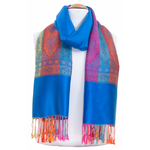 étole bleu foncé pashmina motifs 5