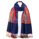 étole bleu marine pashmina motifs 1
