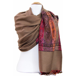 étole beige foncé pashmina motifs 2