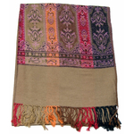 étole beige foncé pashmina motifs 1