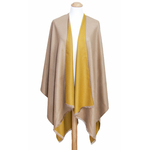 poncho beige jaune moutarde réversible 1