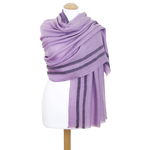 étole femme parme laine fine rayures 2