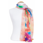 foulard soie rose saumon plumes