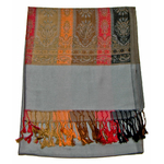 étole femme pashmina grise motifs