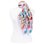 foulard rouge soie carre femme rose cachemire