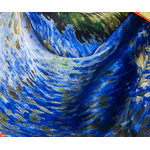 carré de soie bleu femme reproduction tableau route avec cyprés Van Gogh