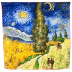 foulard en soie route avec cyprés Van Gogh