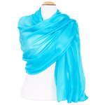 étole en soie bleu turquoise pour femme