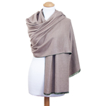 étole chale  femme vert beige rosé réversible
