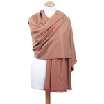 étole chale  femme orange beige réversible