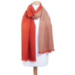 étole orange beige chale pour femme réversible