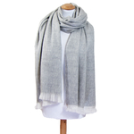 chale gris clair chiné  laine alpaga etole femme