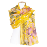 etole jaune en soie fleurs roses pour femme Céline