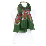 chèche femme foulard paréo vert  coton motifs traditionnels indiens Chana