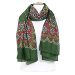 chèche femme foulard paréo vert coton motifs traditionnels indiens Jay