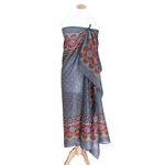 pareo foulard gris pour femme imprimé traditionnel indien  Chana