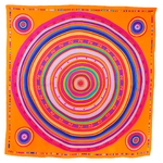 Foulard carré en soie orange cercles