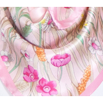 carré de soie foulard rose fleuri Mathilde