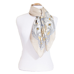 Foulard femme carré en soie beige Louise