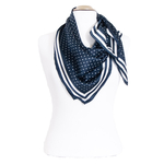 carré en soie foulard femme bleu marine pois blancs