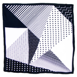 Foulard carré en soie noir et blanc graphique