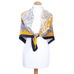 foulard carré de soie femme jaune  110 cm Solène