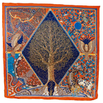 foulard carré en soie bleu marine 110 cm  pour femme Romane