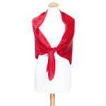 foulard carré de soie femme rouge uni 110 cm