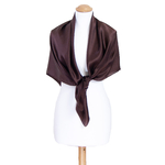 foulard carré de soie femme chocolat uni 110 cm