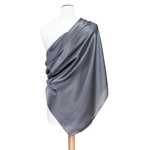 carré en soie foulard femme gris uni 110 cm