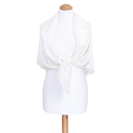 foulard carré de soie femme blanc uni 110 cm