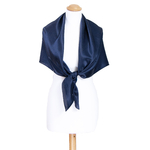 foulard carré de soie femme bleu marine uni 110 cm