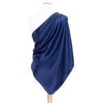 carré en soie foulard femme bleu marine uni 110 cm