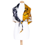 foulard carré de soie femme jaune noir 110 cm Julie