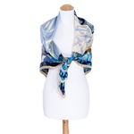 foulard carré de soie femme bleu 110 cm Sylvie